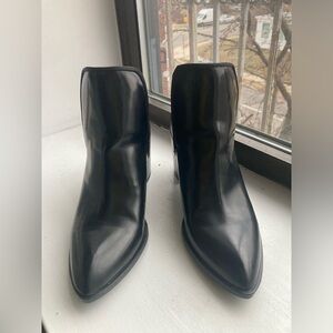 Zara Glossy Black Ankle Booties